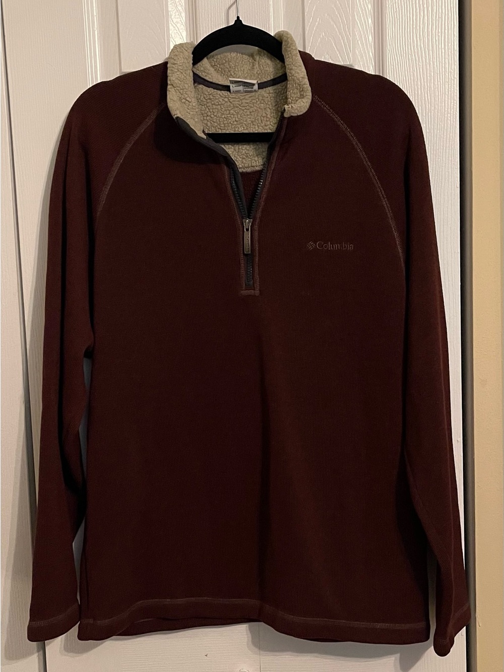 Columbia Men’s Quarter-Zip Fleece Pullover - Burgundy with Cream Collar